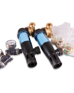 Reversible flow filter DUO FRII 3/4" w/connect.mater. PVC &